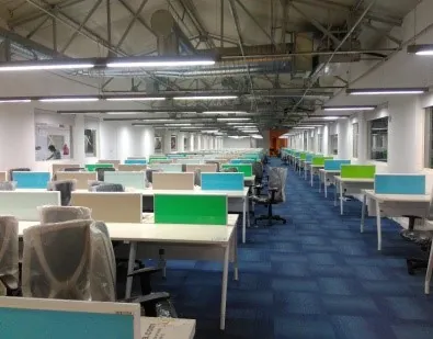 Office floor after electrical installation
