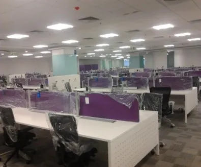 Office floor with lighting and power installed